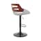 Armen Living Karter Adjustable Gray Faux Leather and Walnut Wood Bar Stool with Black Base LCKTBAWABLGR - alternate 3